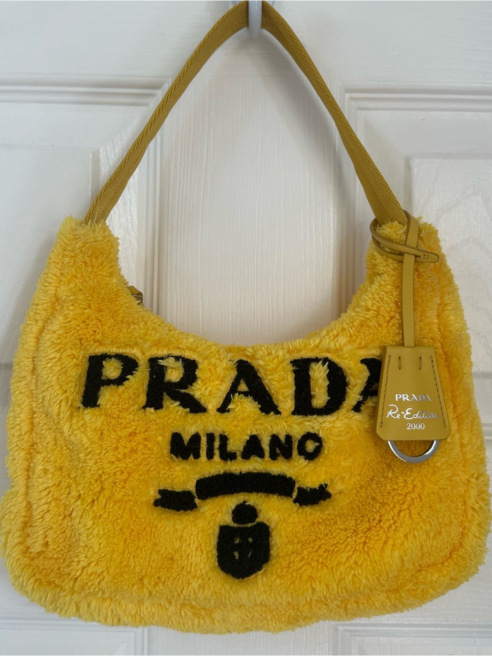 PRADA Yellow Terrycloth Shoulder Bag